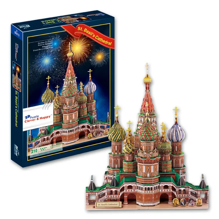 hot selling 3d difficult architecture Jigsaw puzzle model  paper diy learning&educational popular toys for boys & child & adult