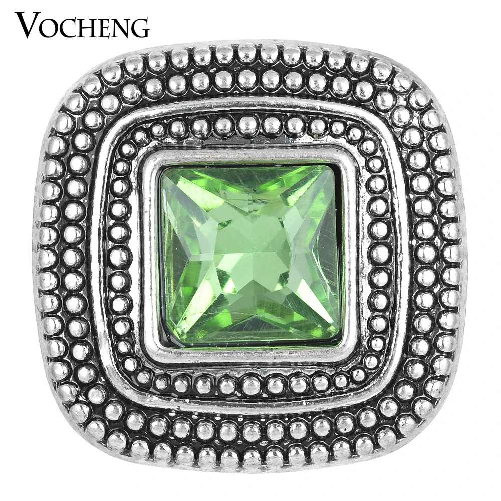 Vocheng Ginger Snap Jewelry 18mm Blue Green Red Vintage Square Metal with Crystal Vn-1630