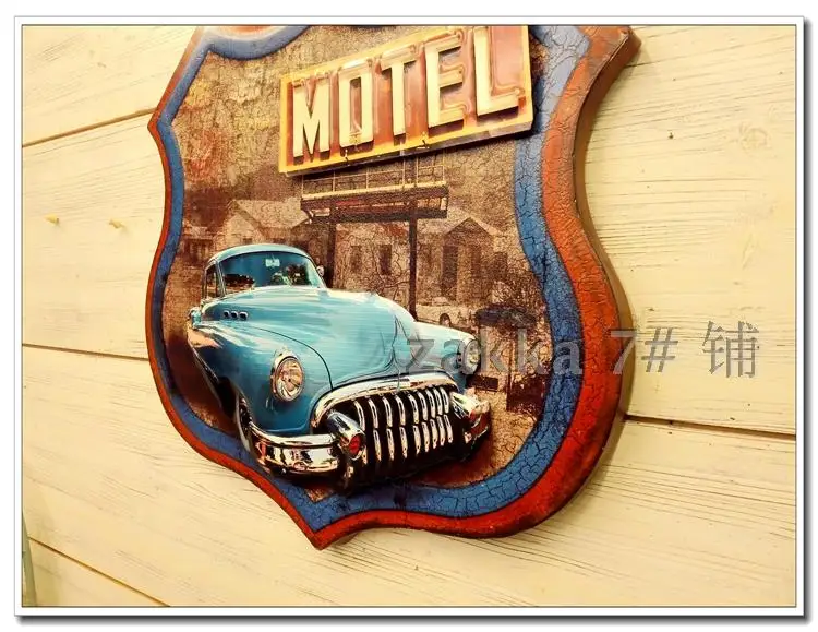 American country retro nostalgia MOTEL bar cafe decorative wall / stereoscopic paintings / wall