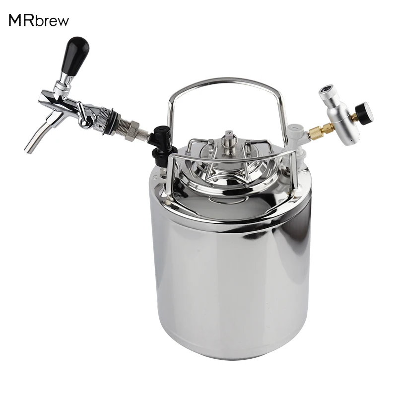 304 Stainless Steel Ball Lock Cornelius 10L Beer Keg  & Adjuatable Beer Tap Faucet & Co2 Keg Charger kit Home Brewing