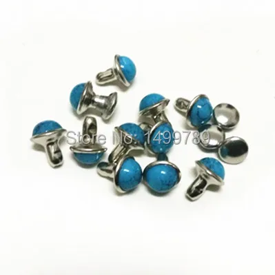 DIY100PCS 10mm Accessories Blue Turquoise Crack Rivets Leather Craft Punk Studs Shipping Free