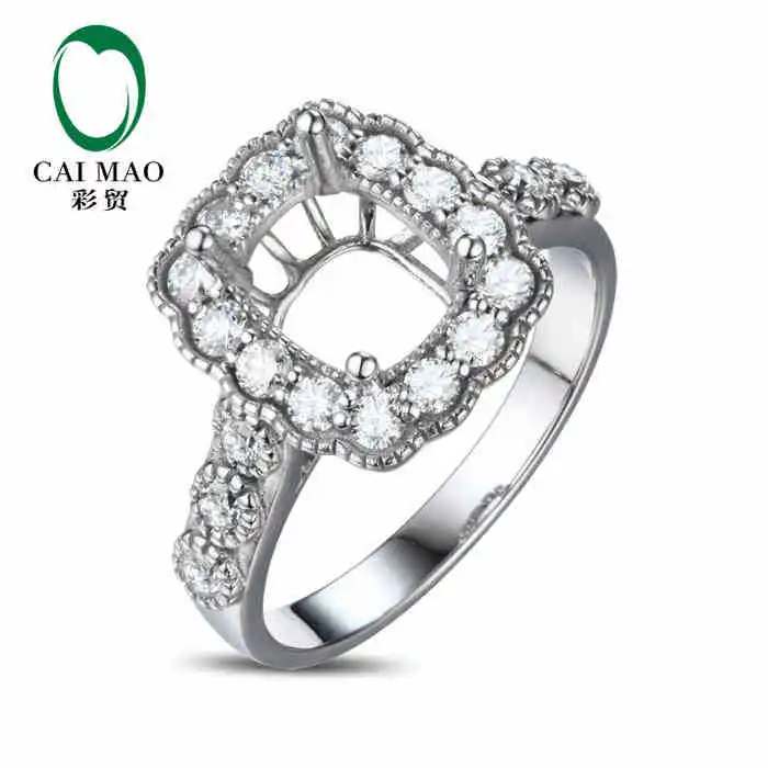 

CaiMao Cushion cut Semi Mount Ring Settings & 0.73ct Diamond 18k White Gold Gemstone Engagement Ring Fine Jewelry