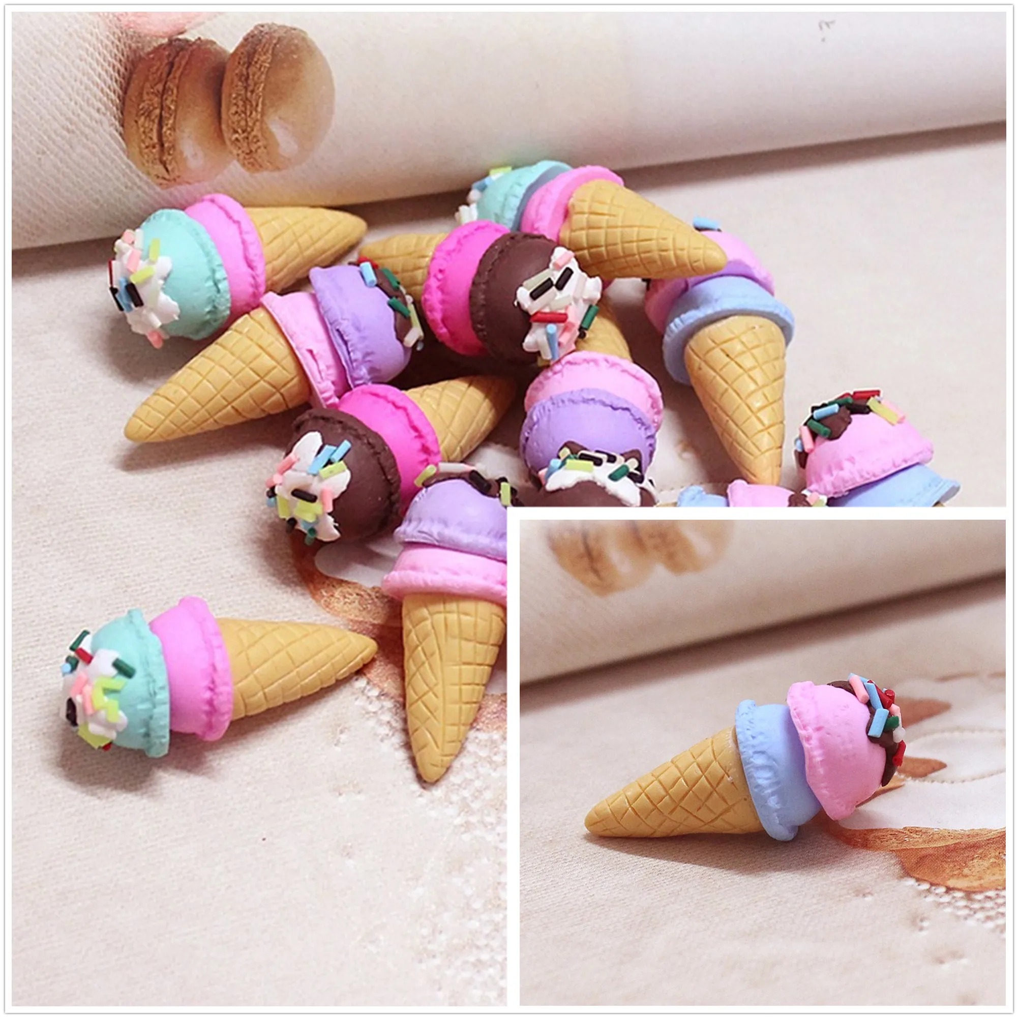 6pcs 3D Clay Ice Cream DIY Slime Charms Supplies Accessories For Slime Filler Miniature Resin Kids Polymer Plasticine Gift