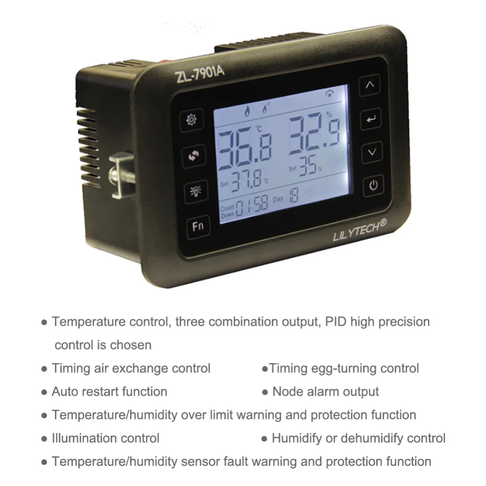 Yieryi ZL-7901A Digital Incubator Temperature and Humidity Controller Egg Incubator PID Temperature Control 100-240V(V)