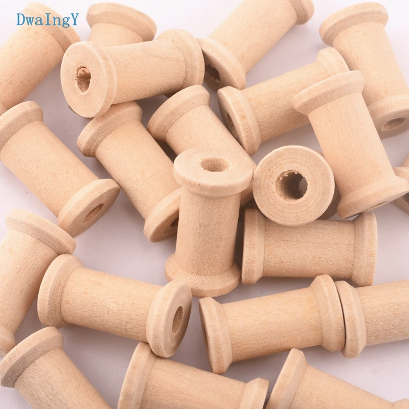 DwaIngY 3pcs/lot Wooden Bobbins Spools Thread String Rolling Wire Bobbin Sewing DIY Needlework Patchwork Wood spool