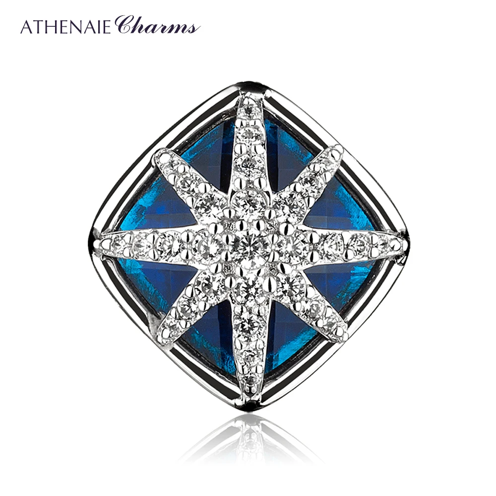 925 Sterling Silver Glacial Beauty Charms Blue Crystals & CZ  Snowflake Pendants Fit Bracelet Beads Jewelry for Christmas Day