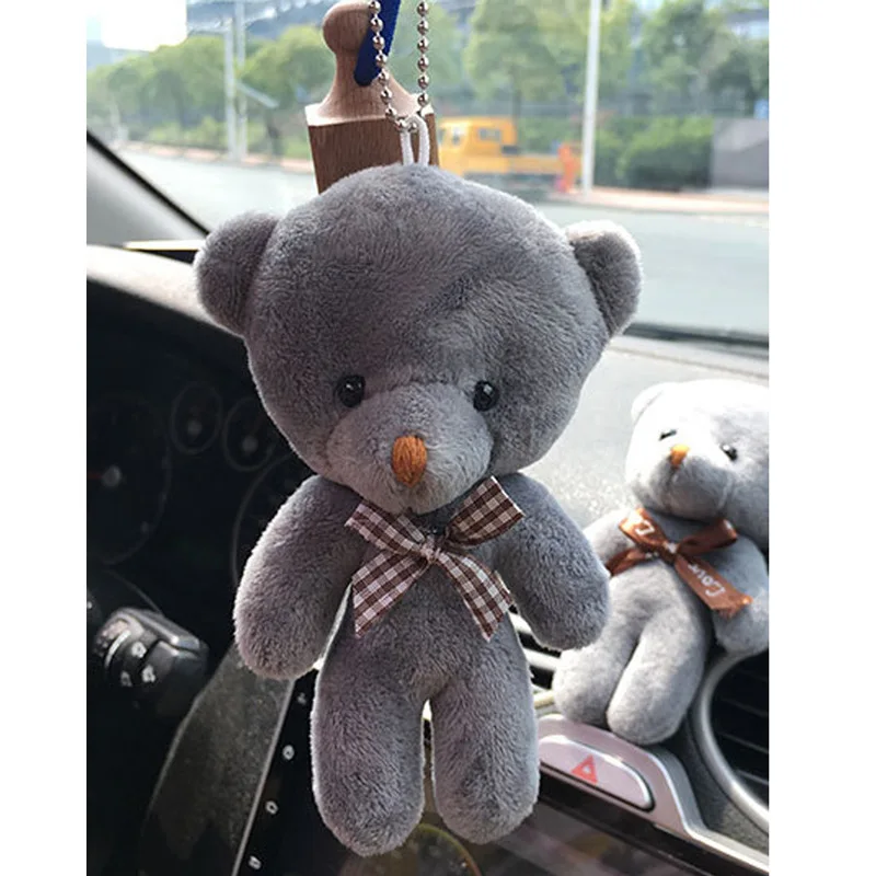 Car Ornaments 12CM Mini Teddy Bear Plush Stuffed Toy Doll Pendant Accessory Wedding Gifts Key chain Plush Toys bag decoration