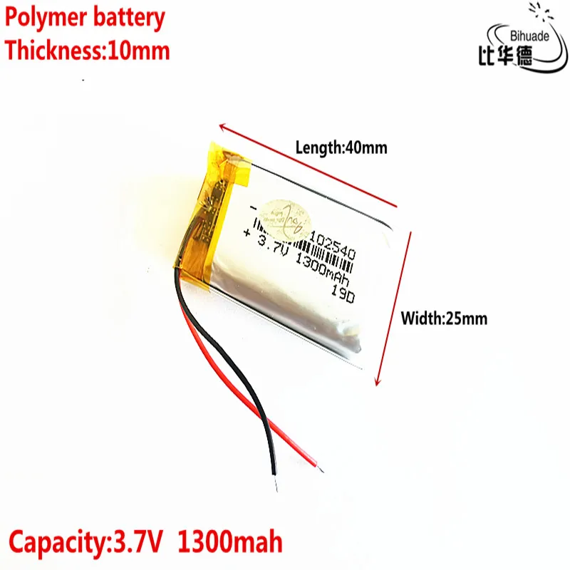 Liter energy battery Good Qulity 3.7V,1300mAH 102540 Polymer lithium ion / Li-ion battery for tablet pc BANK,GPS,mp3,mp4