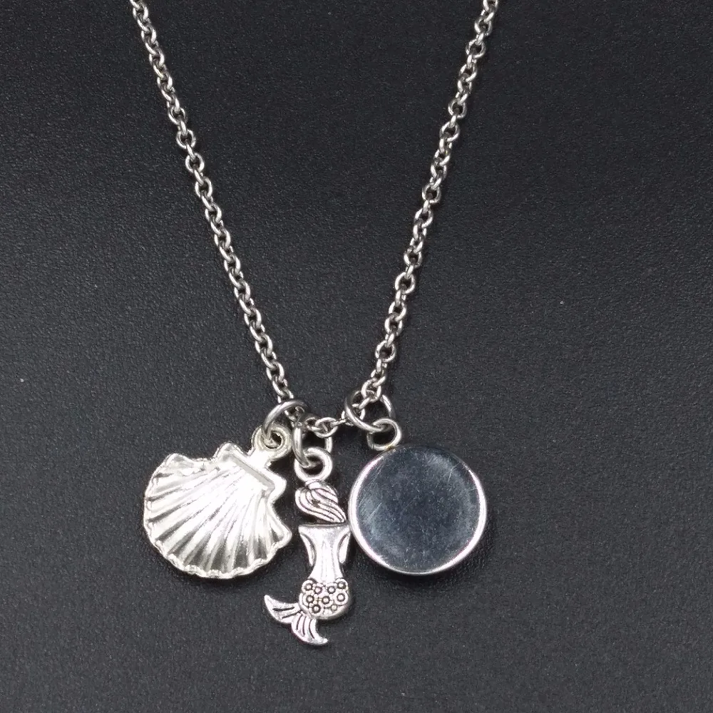 Bulk 10pcs Mermaid Scale Seashell Pendant Necklace Ocean Sea Beach Theme Stainless Steel Chain Wholesale Handmade DIY Jewelry