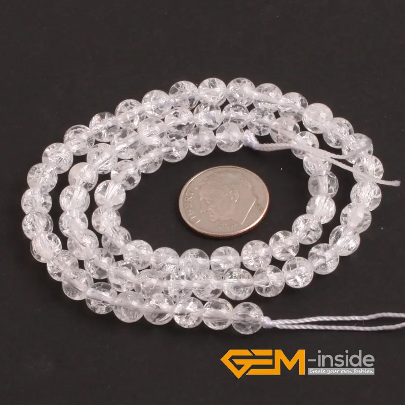 Crackle White Quartzs Stone Beads For Jewelry Making Strand 15