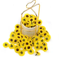 30pcs Mini Silk Sunflower Artificial Daisy Flower Heads For Wedding Party Decoration DIY Gift Box Wreath Craft Fake Flowers