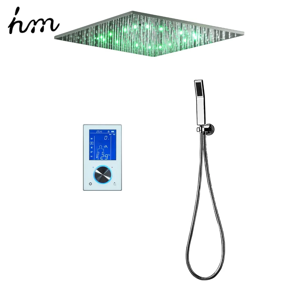 Hm Douche Set Multifunctionele LED Thermostatische Douche Systeem SPA Spray Regen Modus Intelligente Digitale Touch Monitor Douche Kolom