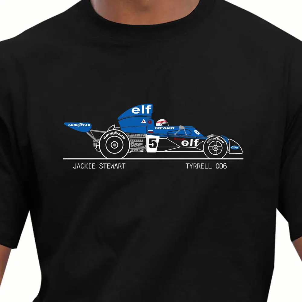 Design T Shirt New Cotton Short Sleeve Race Legends Tyrrell 006 Jackie Stewart Race Car Tee shirts