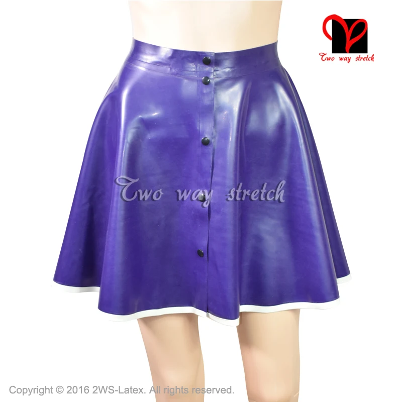 Sexy Latex Skirt Buttons at Front Flares Circle Skater Cheerleader Swing Rubber Miniskirt Mini Skirt Playsuit Bodycon QZ-067