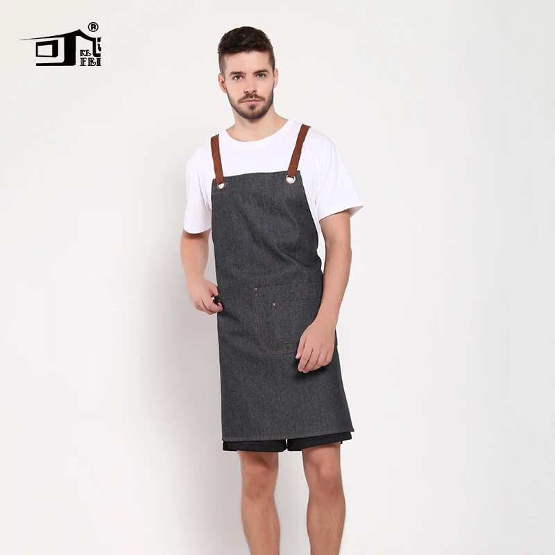 Original KEFEI High Quality Gifts Unisex Denim Apron Kitchen Work Apron Sink Cooking Aprons Men Coffee Shop Aprons