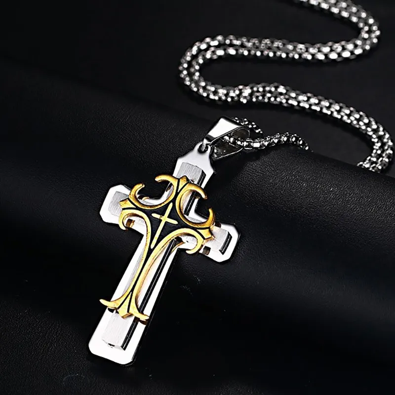 Vnox Men\'s Stainless Steel Cross Pendant Necklace 24\