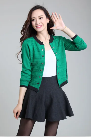 

New Arrival Spring and Autumn Female Soild Color Double Breast Cardigan Lady's Knitwear Outwear Long Sleeve