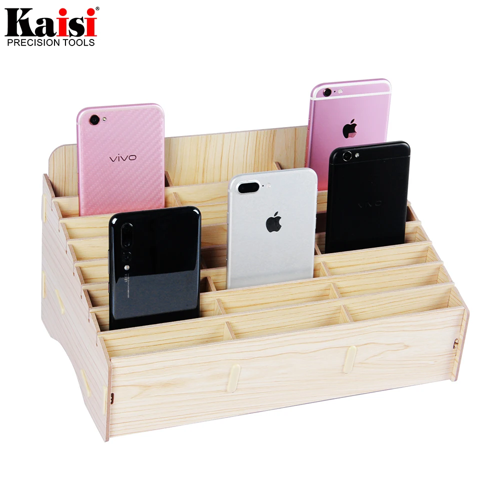 

LCD PCB Wooden MobilePhone Stand Holder Tray Slots Storage Box for Phone LCD Panel Refurbish Support Station Phone Repair Tool