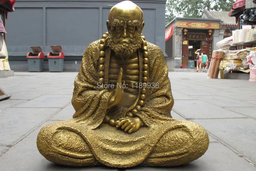 Tibet Buddhism Classical Pure Brass Dharma Bodhidharma ancestors Statue