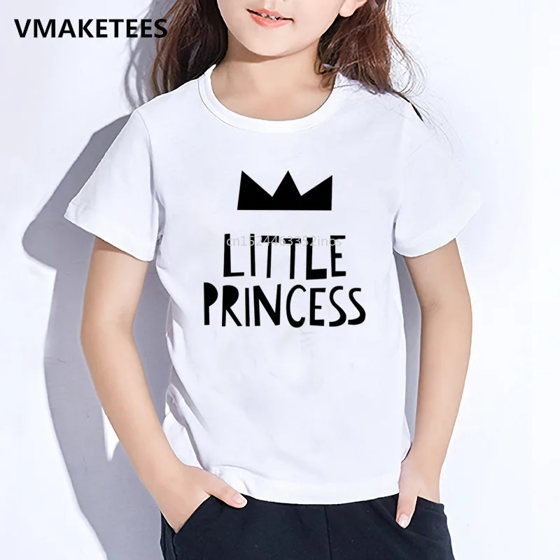 Crianças verão manga curta meninas t camisa das crianças do pai pouco princesa carta imprimir camiseta casual engraçado roupas de bebê, hkp5236