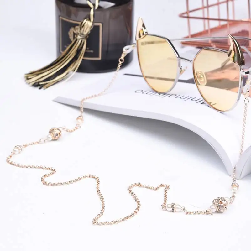 Luxe Parel Kralen Bril Lanyard Zonnebril Bril Ketting Cord Holder Strap Crystal Eyewear String Accessoires