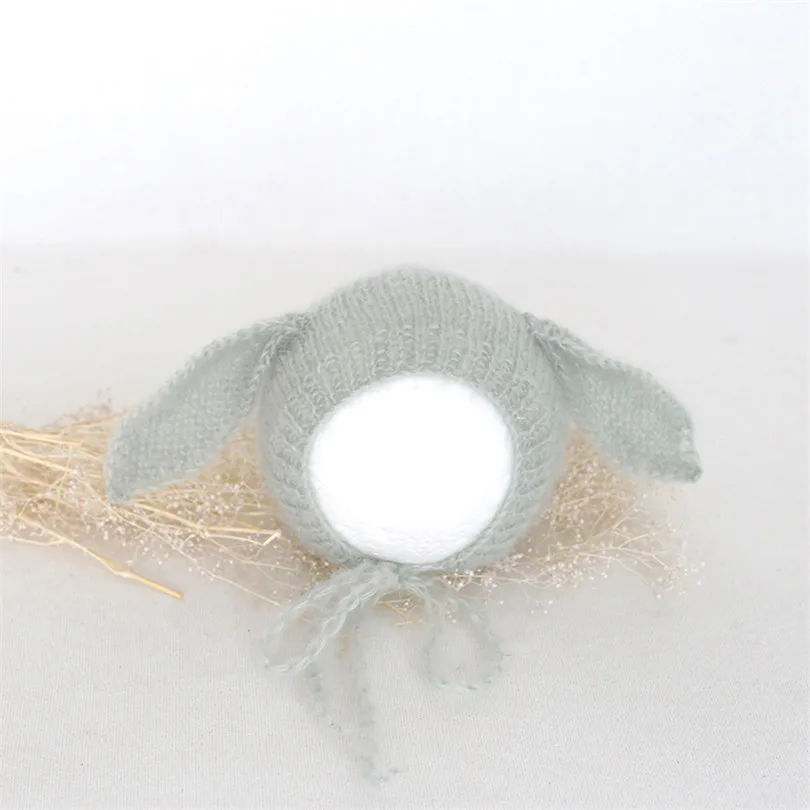 

Newborn Photography props Mohair Bunny bonnet Baby girl Rabbit hat Crochet Infant bonnet photo props