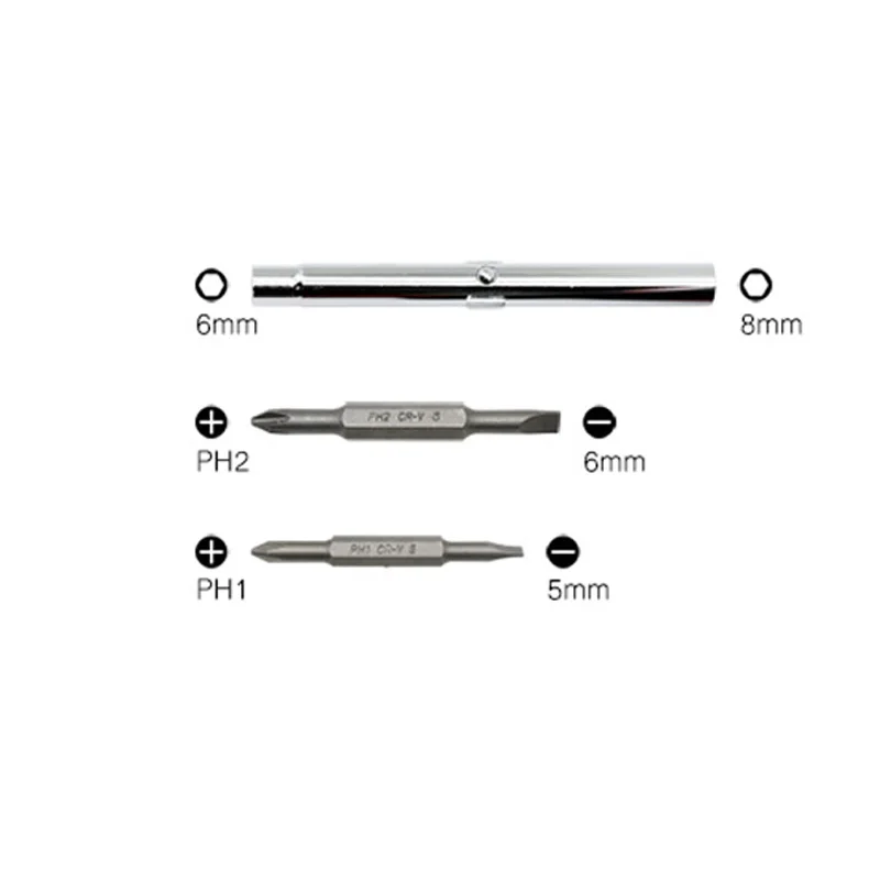 6 في 1 التغيير السريع مفك مشقوق 5 مللي متر 6 مللي متر فيليبس PH1 PH2 رأس المفك 6 مللي متر 8 مللي متر متعددة الوظائف مفك مجموعة