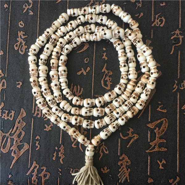 Tibetan Yak Bone 108 Beads Prayer skeleton 7mm*9.5mm Old Materials Handmade Beads for prayer Tibet Style Free Shipping