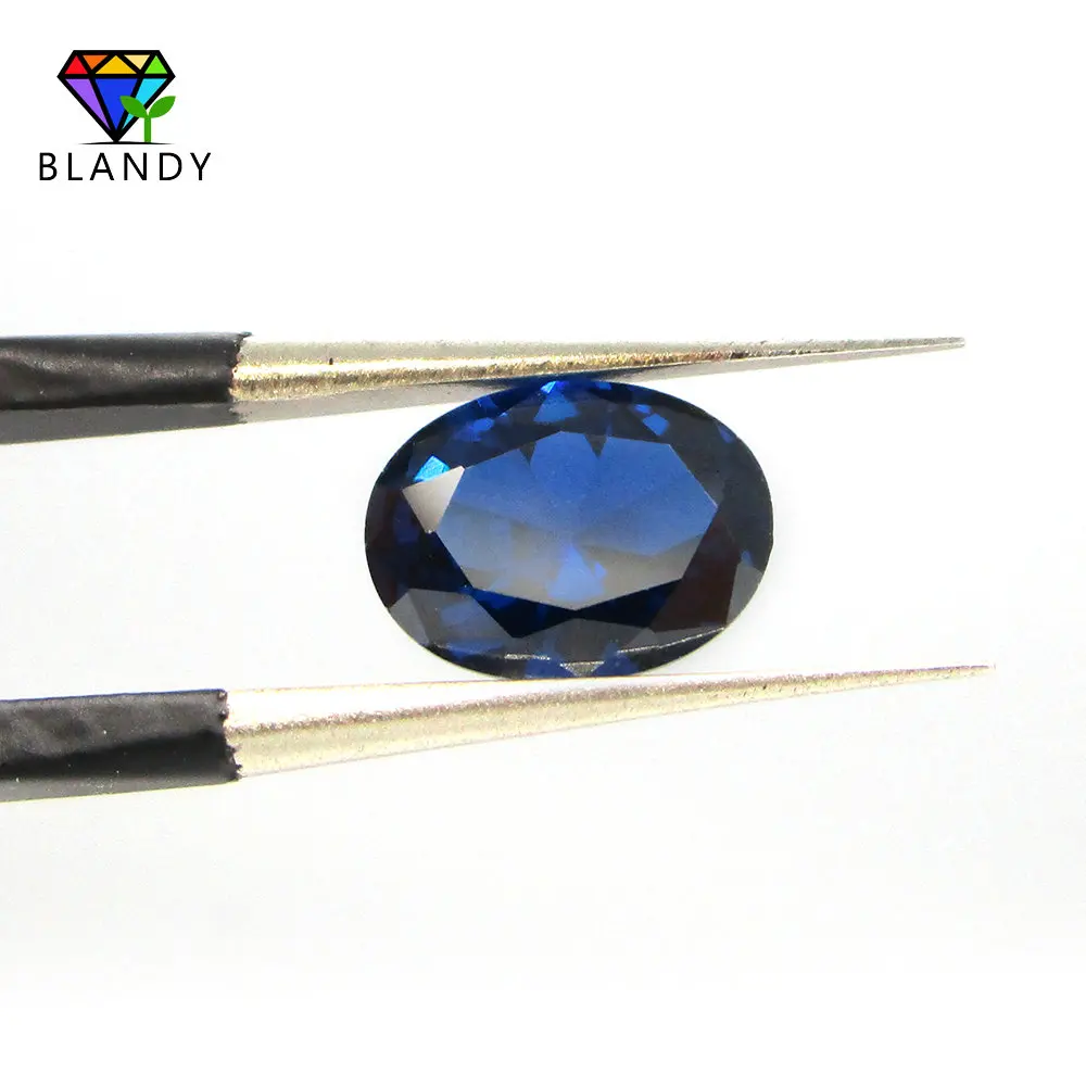 Hot Sale #113 Blue Stone 3x5mm~7*9mm Oval Cut Synthetic Gems Blue Beads for Jewelry