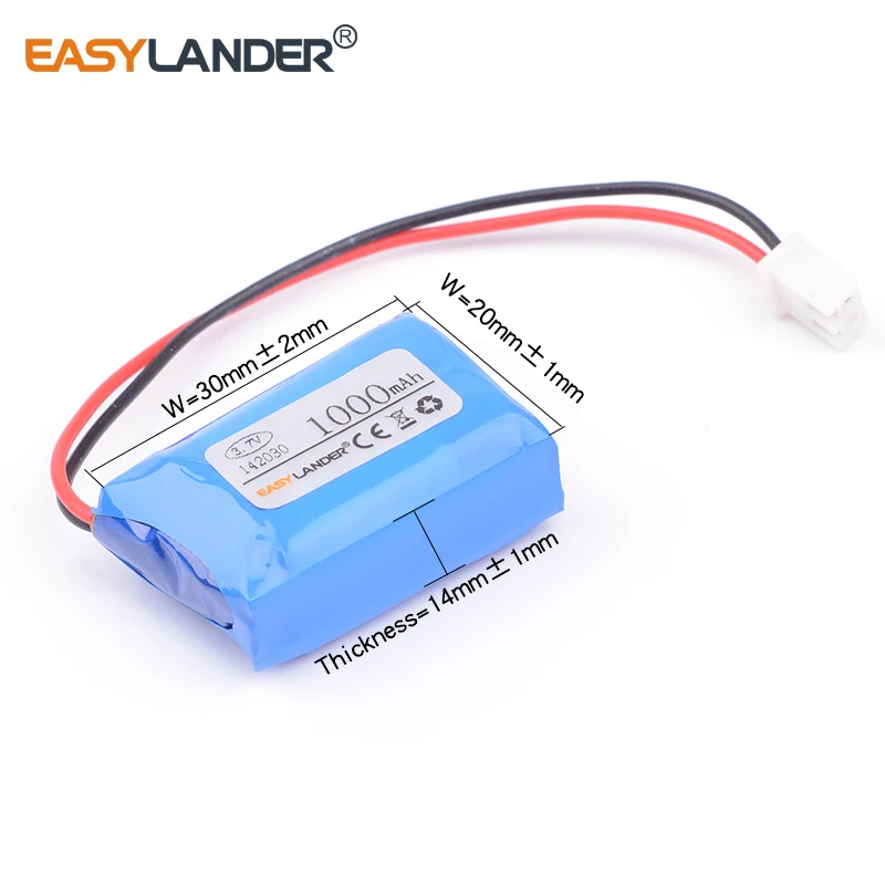 142030 702030*2 3.7V 1000mAh Rechargeable Lithium Li-ion Li Polymer Battery For Motorcycle Bluetooth Helmet Speaker DIY TOYS