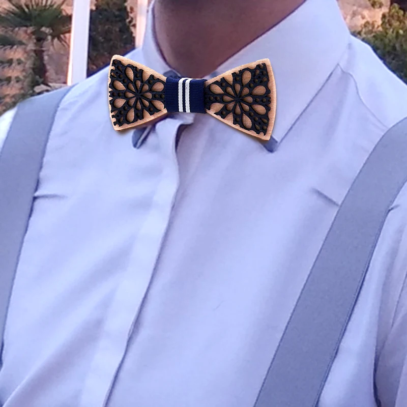 Di legno Uomini Bowtie Patchwork Cravatta Accessorio Festa di Nozze Regali Di Natale In Legno degli uomini del Ragazzo di Usura del Collo per le Donne Degli Uomini Cravatta SET