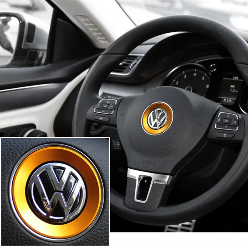 Ceyes-Emblème de Volant de Voiture, Accessoires de Cercle Décoratif pour Volkswagen VW Golf 5 Polo Jetta Mk6