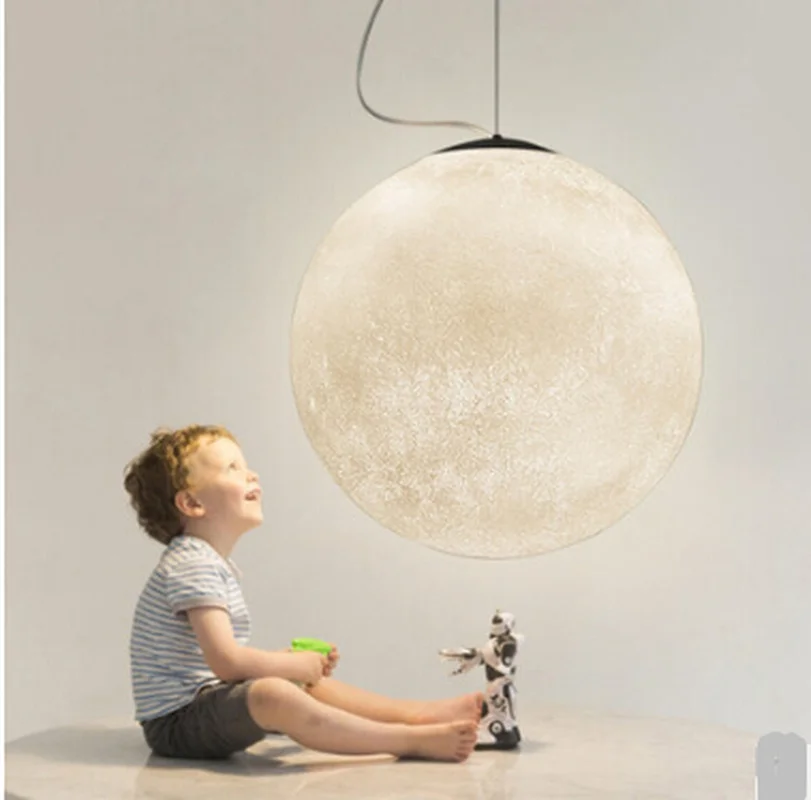 

3D Print Pendant Lights Nordic Creative Moon Lamp Ball Pendant lamp Restaurant Resin Lamps Novelty Atmosphere Night Light Lamp