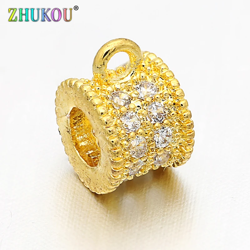7*5mm Supplies for Brass Cubic Zirconia Round Beads DIY Jewelry Findings Accessories,Hole: 3mm, Model: VZ127