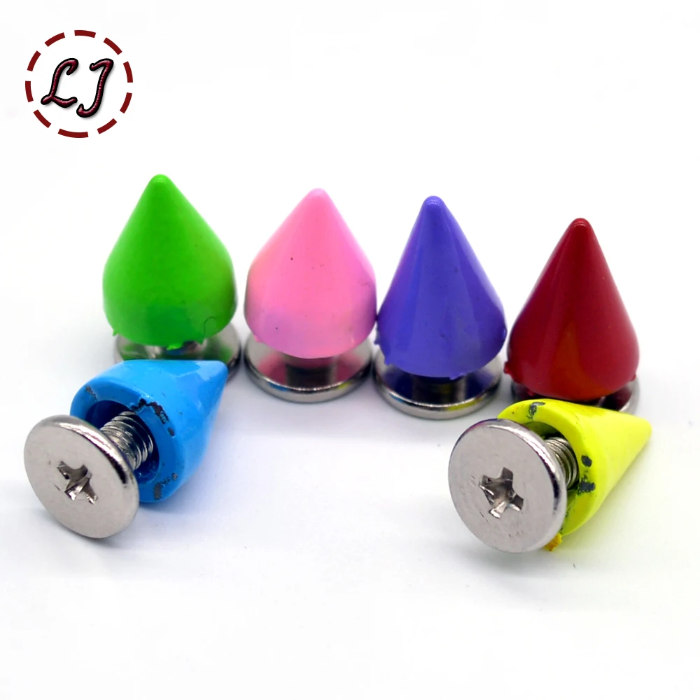 New 30sets/lot colorful alloy screw knob tip rivets handbag belt shoes punk metal rivets crafts buckles accessories DIY handmade