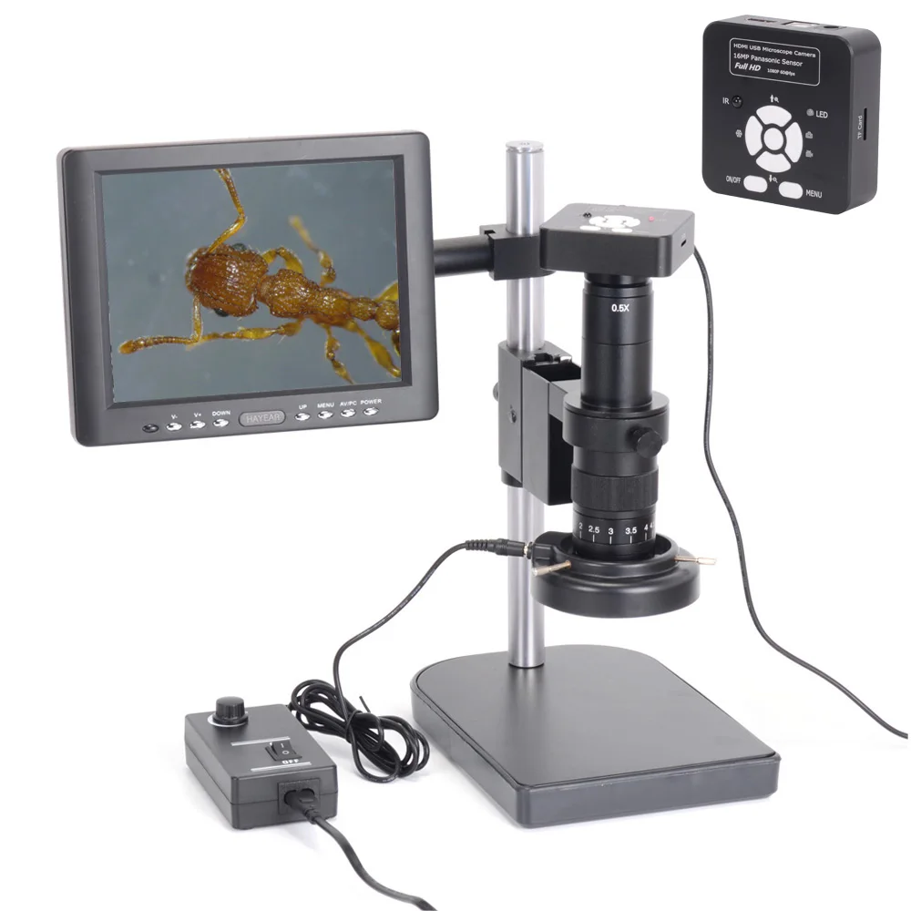 Full Set Microscope Camera 16MP HDMI USB Digital Industrial Camera with 180X Lens 60 LED Light 8