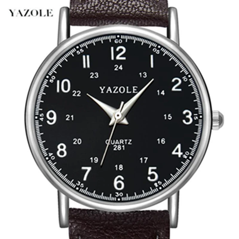 

Fashion Top Luxury Brand Watch Men & Women Brown Leather Black Dial Analog Wrist Watch Sports Watches Male Ladies