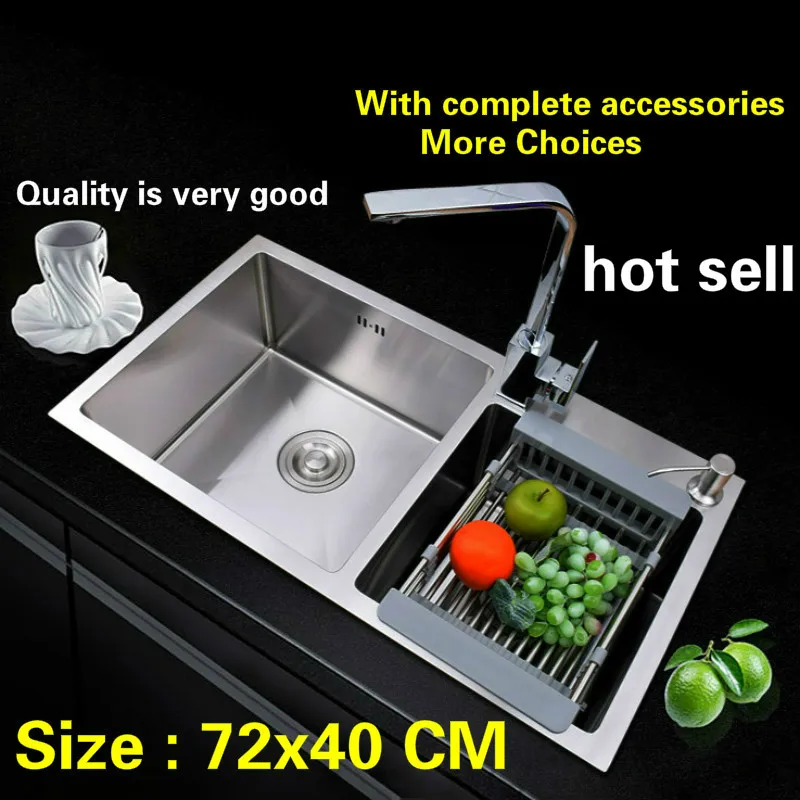 

Free shipping 304 stainless steel kitchen sink thick dishwashing ordinary double groove 72x40 CM