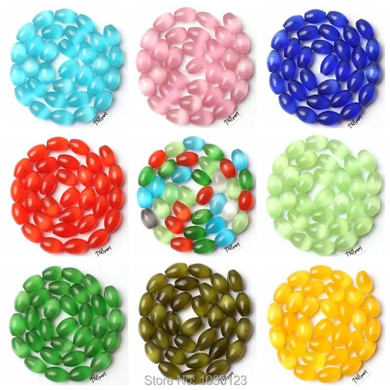 

8x12mm 13 Color Cat Eye Stone Oval Shape Loose Beads Strand 15" DIY Creative Jewellery Making wj258