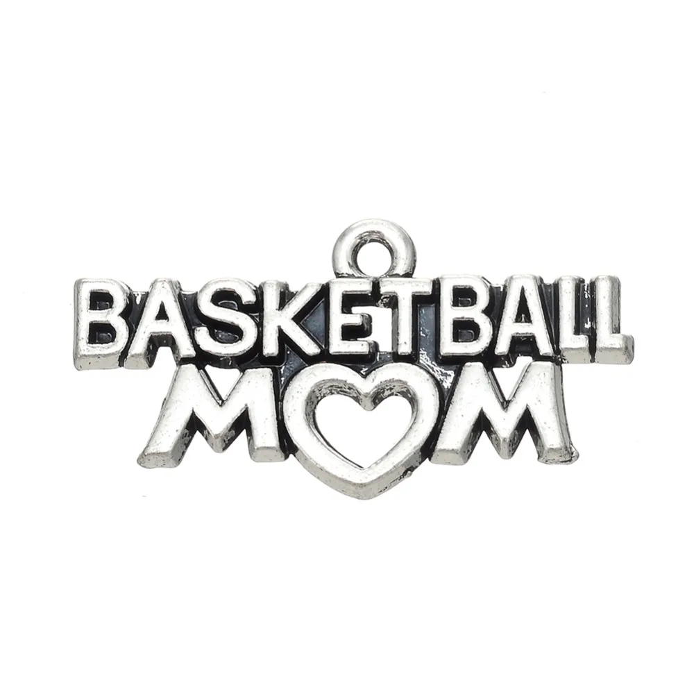 

Fashion Vintage Basketball Mom Alloy Letter Charms 14*28mm 50pcs AAC1513