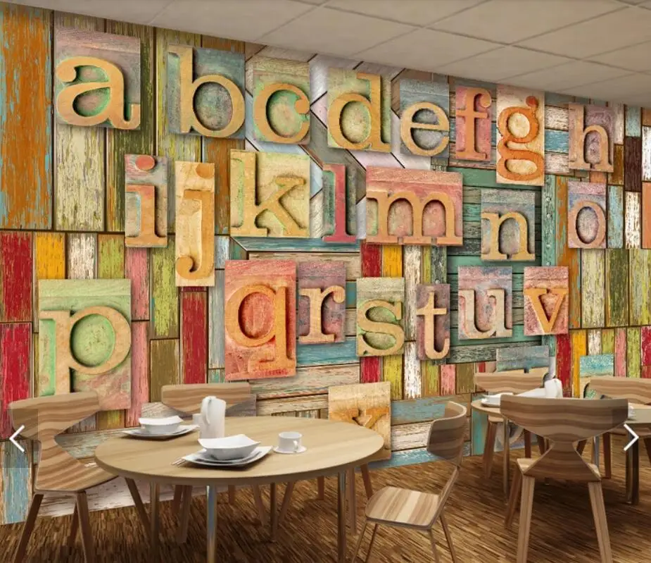 

English Letter Murals Wallpaper Canvas Painting Art Home Decor for Living Room Contact Paper Vintage Papers Roll