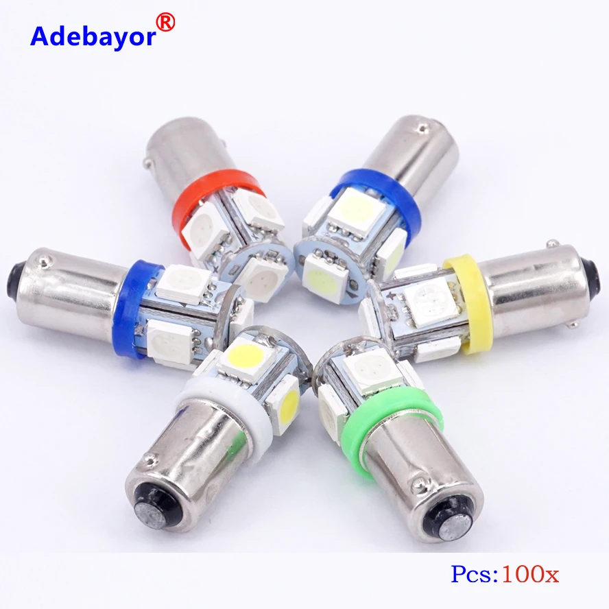 500 X T11 DC12v BA9S 5 SMD 5050 LED Light bulbs 5SMD T4W 1445 Q65B H6W 182 53 57 Car Indicators Light Interior Bulb Wedge Lamp