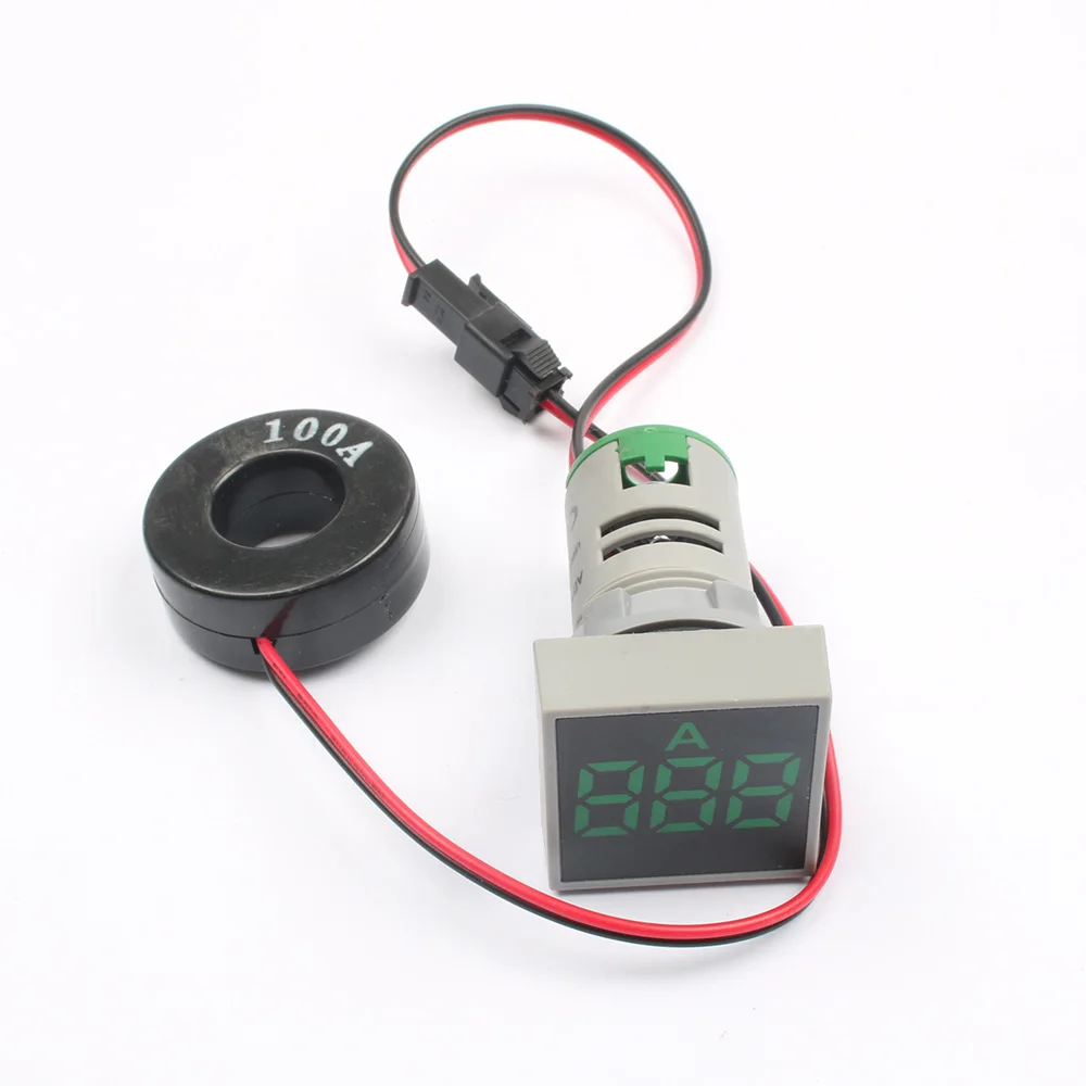 22mm Square Measuring Range Current AC 20-500V Volt 0-100A Voltmeter voltage meter indicator pilot light digital ammeter