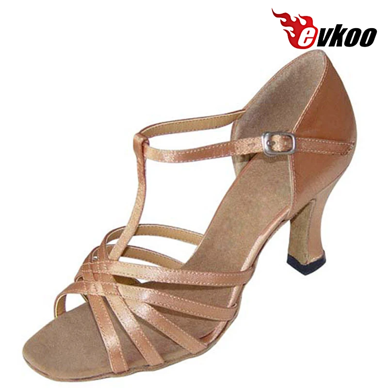 

Evkoodance Satin Or Pu Woman Latin Salsa Dance Shoes 7cm Heel Height Four Color Can Be Customize dancing Shoes Women Evkoo-112