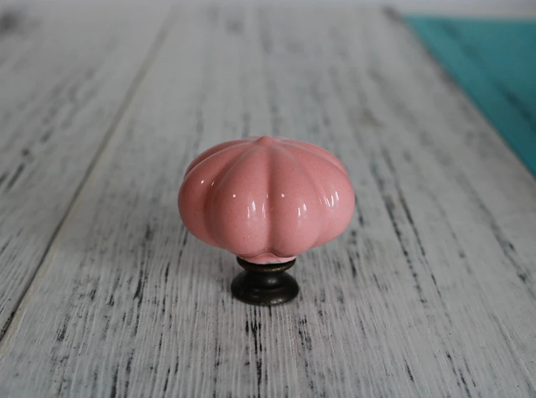 1x Rural Style Multi-color Ceramic Pumpkin Door Knob Kitchen Cabinet Cupboard Wardrobe Children Room Furniture Pulls Handles