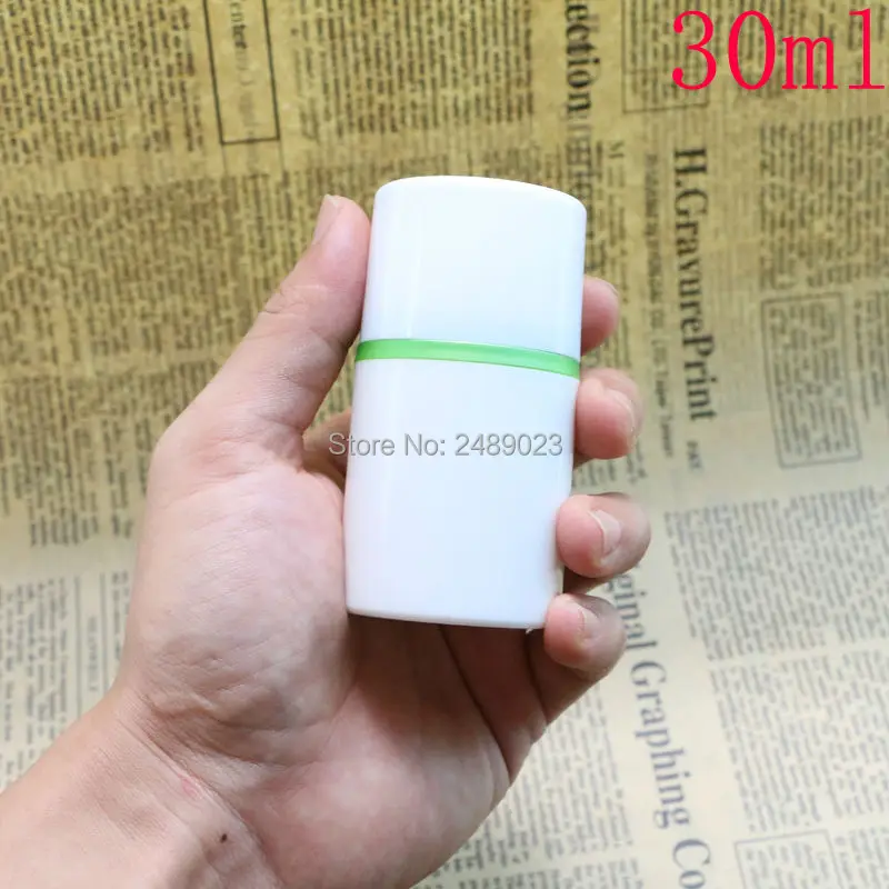 10pcs/lot 30ml 50ml 100ml White Cap Green Edge  Cosmetic Container Empty Airless Pump Plastic Bottles  Travelling Liquid Use