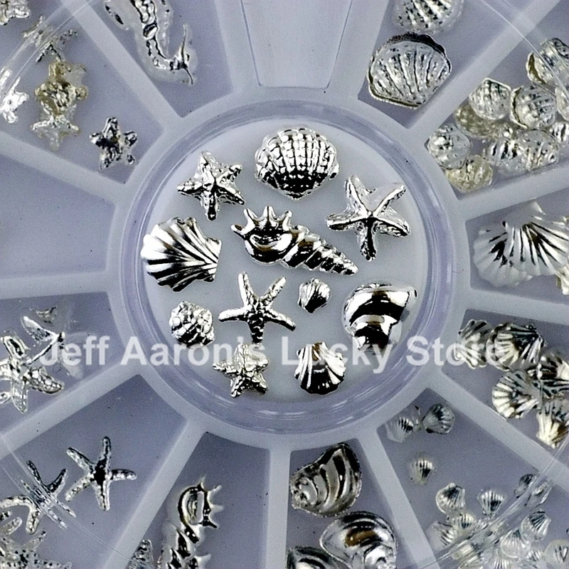 

3D Silver Metal Nail Art Decoration Accessories Nail Supplies Wheel Manicure Beauty Tools Shell Conch Starfish Design