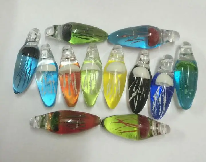 12 PCS Artificial Mixed fashion Jellyfish mix colorful glass fine pendant