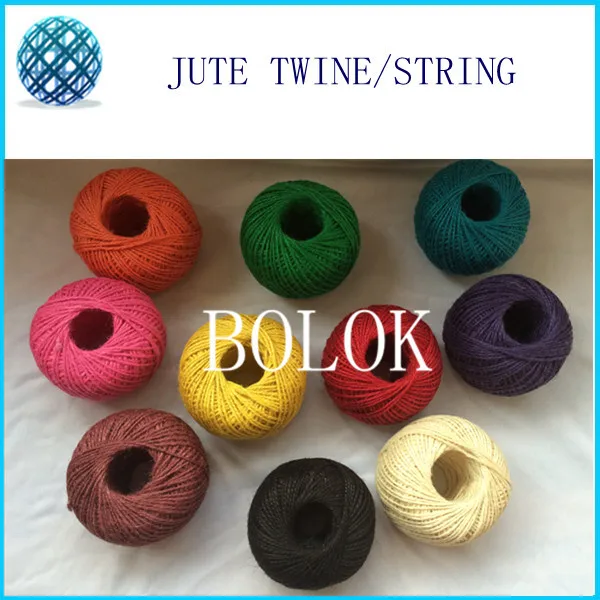 50pcs Solid Colors Bakers juteTwine Natural Fiber Jute 10 Colors of Yellow, Navy Blue, Hot Pink, Lime Green Red