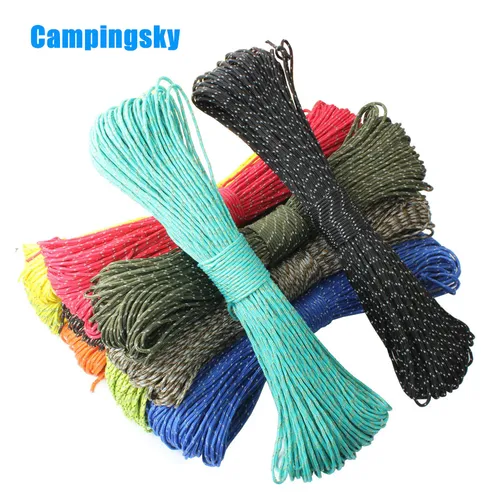 CAMPINGSKY Paracord cuerda reflectante de 2mm núcleo de 3 hebras cuerda para acampar al aire libre cuerda de paracaídas cordón tienda multifunción
